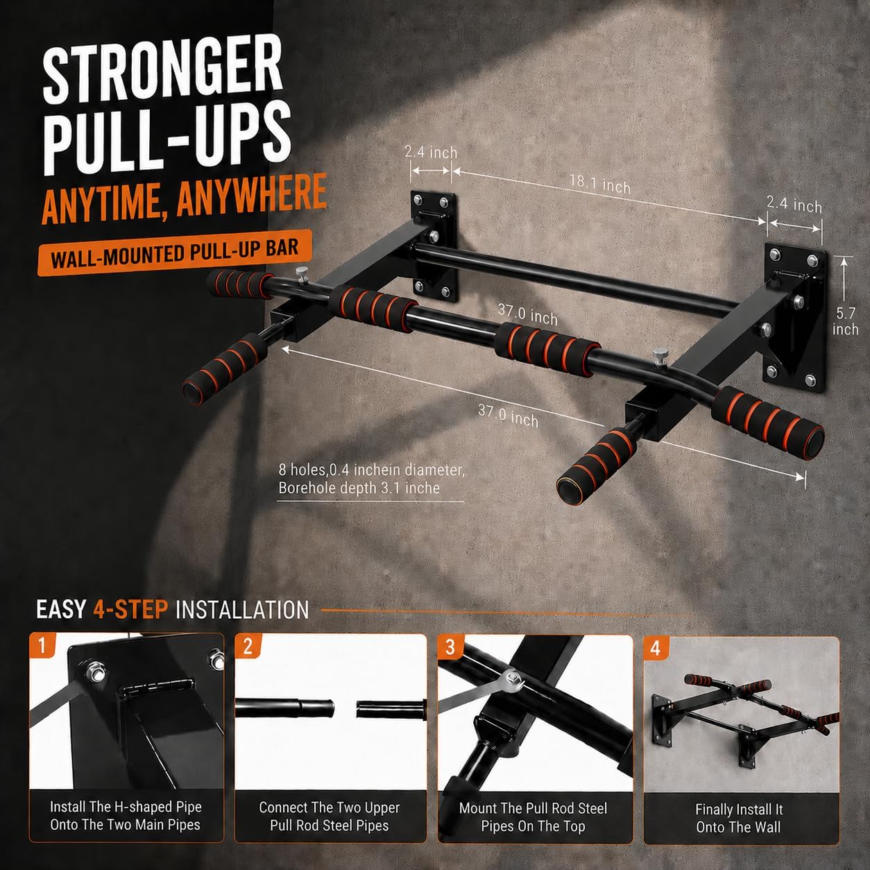 Barra de dominadas para gimnas - Pull Up Bar Wall Mounted reseña y precio