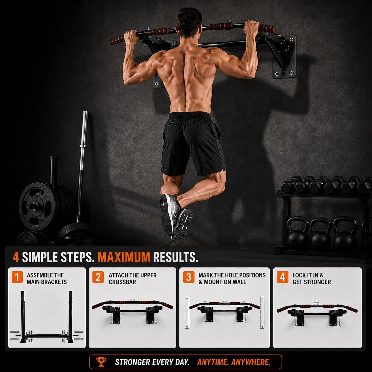 Barra de dominadas para gimnas - Pull Up Bar Wall Mounted reseña y precio
