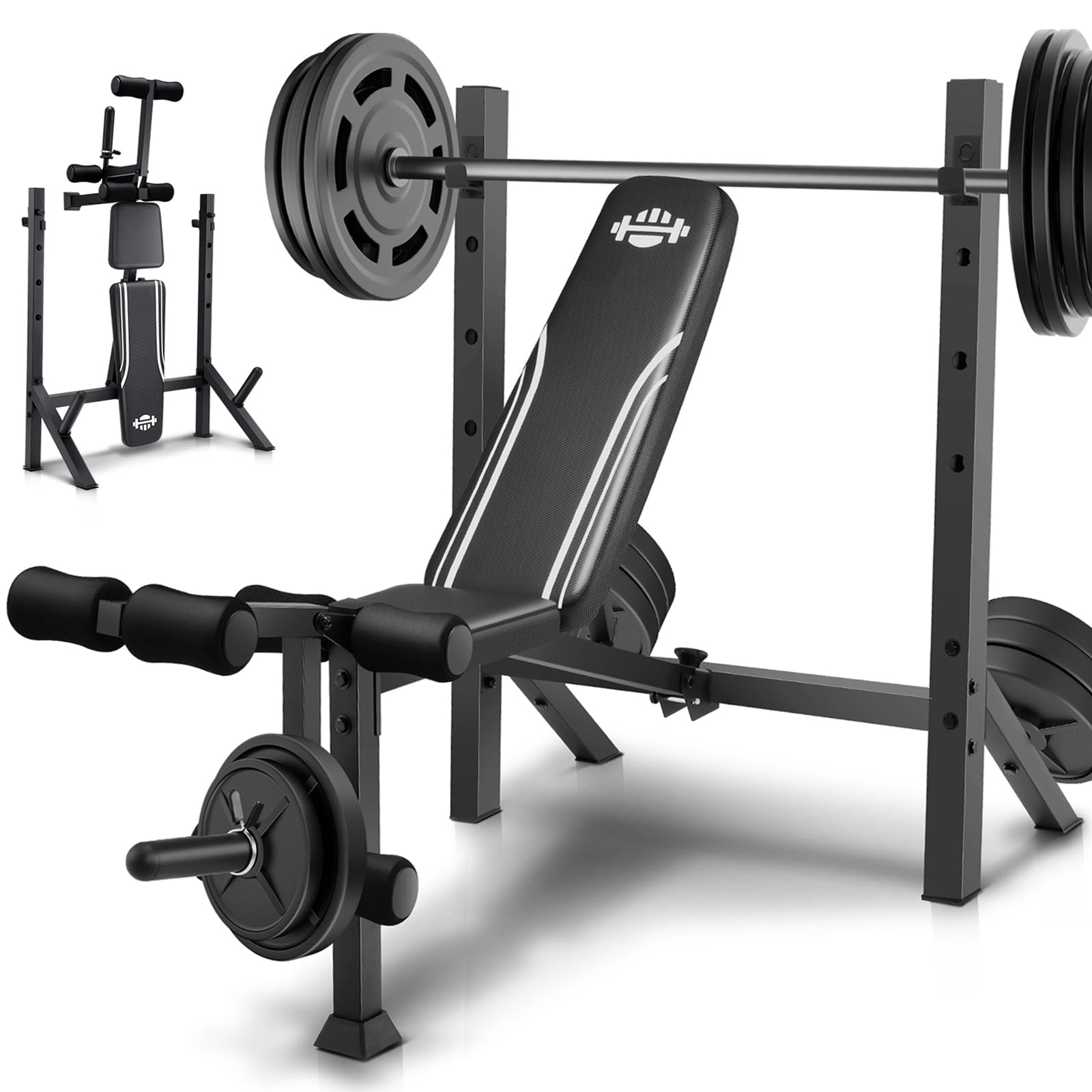 Conjunto de Banco de Pesas de  - Bench Press Adjustable Incline reseña y precio