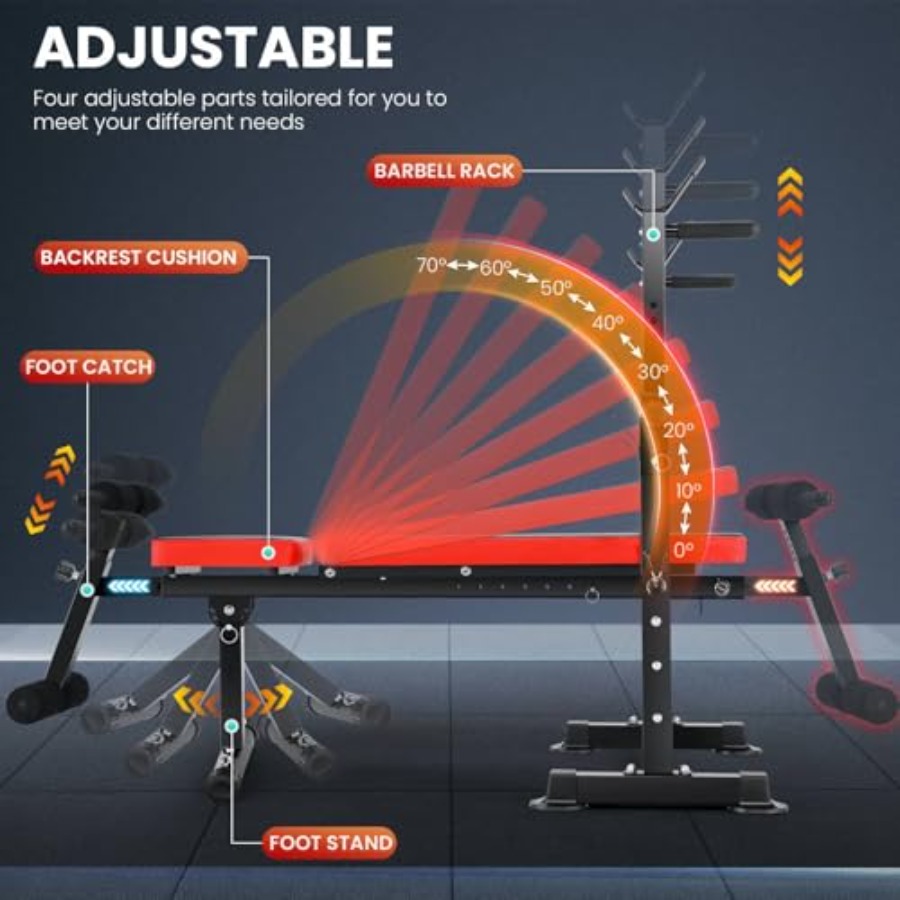 Banco de pesas de 900 LBS con  - Bench Press Adjustable Incline reseña y precio